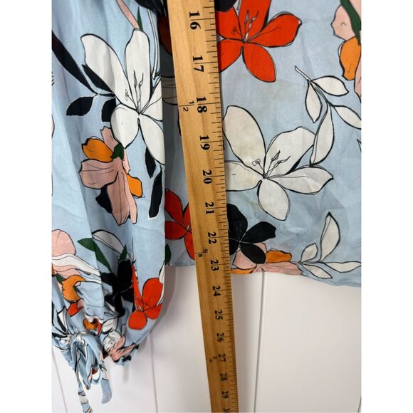 Parker Silk Carlotta Floral Blouse Light Blue MoonDance Size XS - Picture 7 of 8
